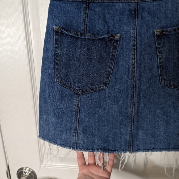 New AERO‎ High Rise Distressed Denim Button-Up Y2K Mini Skirt Women's Size 6 - Picture 5 of 6